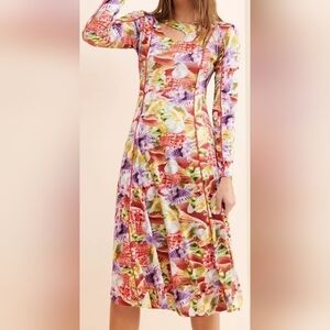 Hosbjerg Funa Asta Midi Dress Colorful Spring Seashell Print SMALL